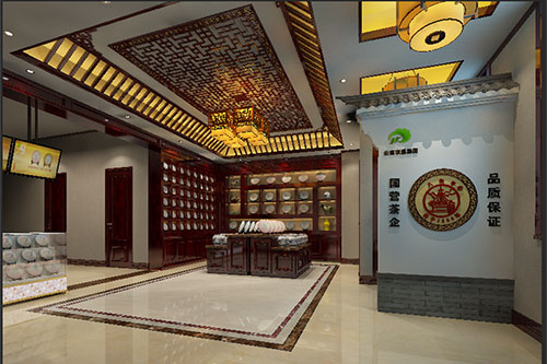 平桂古朴典雅的中式茶叶店大堂设计效果图